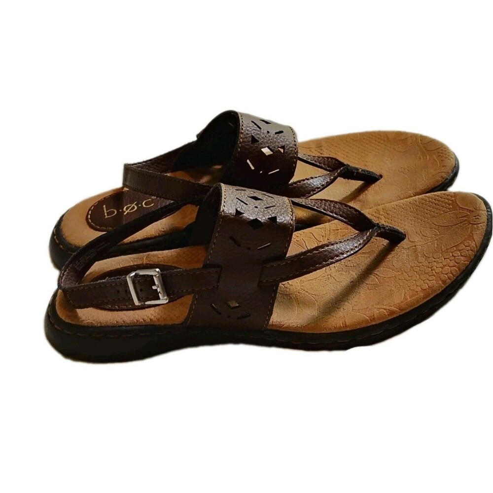 ​b.o.c. Born Concept Womens Brown Cutout Strappy Slingback Thong Sandals 6M Fits